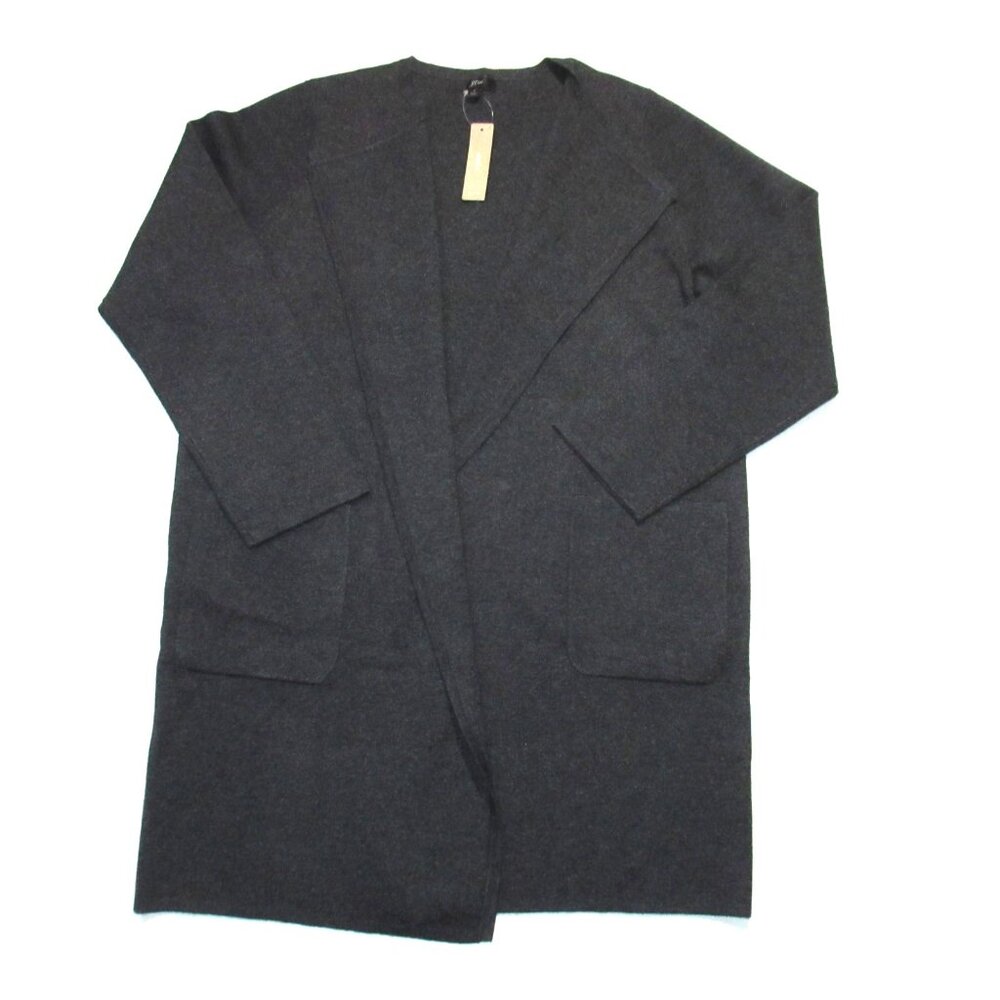 NWT J.Crew Juliette in Heather Coal Open-Front Knit Collarless Sweater Blazer L - Picture 3 of 4